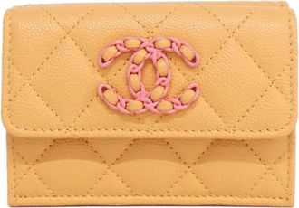 Chanel Orange Grained Calfskin Wallet (Bi-Fold) (Pre-Owned)