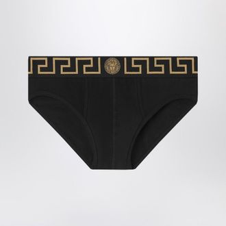 Versace Black briefs with Greca waistband
