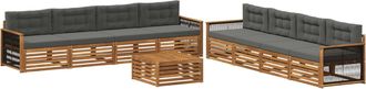 vidaXL Conjunto De Sof&aacute;s De Exterior 9 Uds. Natural Y Antracita Vidaxl