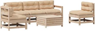 vidaXL Juego De Muebles De Jard&iacute;n 6 Pzas Y Cojines Madera Maciza Pino Vidaxl