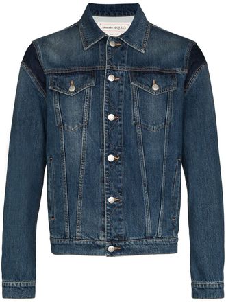 Alexander McQueen Giacca denim goffrata - Blu