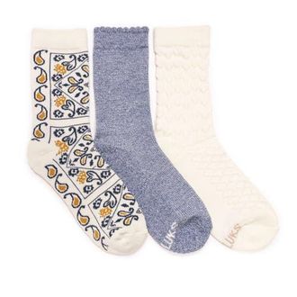 Muk Luks Womens Dream Step Crew Socks, 3 Pair Pack in Denim/paisley at Nordstrom