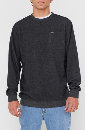 Rip Curl Grid Crewneck Pocket Sweatshirt in Black Marle at Nordstrom, Size Xx-Large