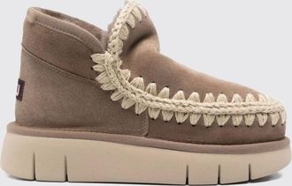 Mou Stivaletti Eskimo Bounce in suede con ricami e cuciture a uncinetto