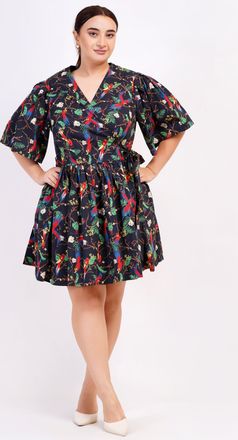 Leota Alena Mini Wrap Dress Macaw Print