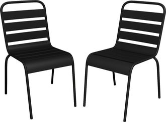 Vente-Unique Sedia da giardino impilabili in Metallo Nero - Lotto di 2 - MIRMANDE di MYLIA