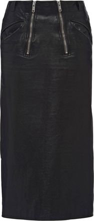 Prada double-zip leather pencil skirt - women - Leather - 42 - Black