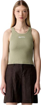 Karl Lagerfeld Crop Top - Dames - Tops zonder mouwen - Groen - XS - Katoen - Tops