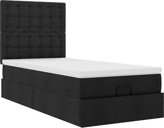 vidaXL Cama Otomana Con Colch&oacute;n Negra 90x200 Cm Tela Vidaxl