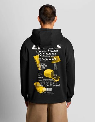 Lyle & Scott Lyle And Scott Mens Corner Market Graphic Hoodie - Black - Size: 36
