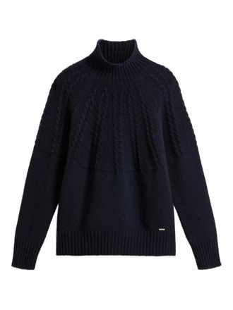 Woolrich cable-knit turtleneck jumper - women - Polyamide/Wool - M - Blue