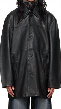 Hope Delusion Lamb Leather Button Down Jacket In Black