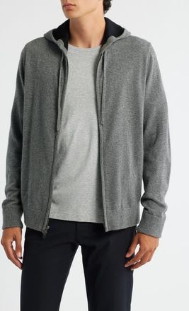 Vince Cashmere Zip Hoodie Sweater in Medium Heather Grey/Black at Nordstrom, Size Xx-Large