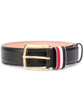 Thom Browne 35 mm riem met Rwb-lus in kiezelnerf leer