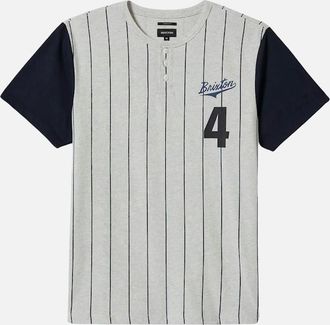 Brixton Mens Brixton Grey/Navy The League Baseball T-Shirt - Size: 40