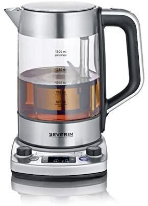 OEM Severin - Hervidor De T&eacute; Y Agua De Cristal Con Elevaci&oacute;n Autom&aacute;tica, 1.7 L, 3000 W, Elemento Calefactor Oculto Por Placa De Acero Inoxidable, Acero In