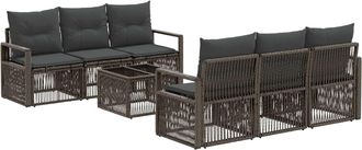 vidaXL Conjunto De Sof&aacute;s De Jard&iacute;n 7 Uds. Gris Rat&aacute;n Sint&eacute;tico Vidaxl