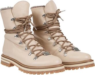Eleventy Anfibio con Strass - Dames - Winterlaarzen - Beige - 38 EU - Leer - Schoenen
