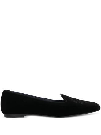 Castaner floral-embroidery loafers - women - Calf Leather/Calf Leather/Velvet - 39 - Black