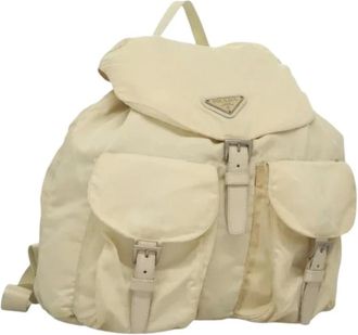 Prada Pre-owned Backpacks, female, Beige, Size: ONE SIZE Pre-owned Vintage Nylon Backpack