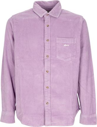 Obey Fluwelen Overhemd Lange Mouwen Paars Roos - Heren - Casual Overhemden - Paars - XL - Katoen - Overhemden