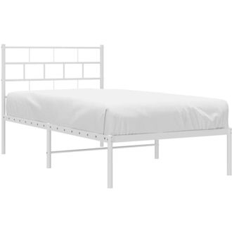 vidaXL Estructura Cama Sin Colch&oacute;n Con Cabecero Metal Blanco 100x190cm Vidaxl