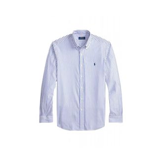 Ralph Lauren Casual Shirts, male, Blue, Size: L Custom-Fit Striped Broadcloth Shirt