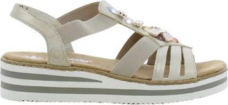 Rieker V0245 Z6 Wedges - Dames - Sleehakken - Beige - 40 EU - Schoenen