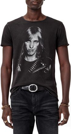 John Varvatos Tom Petty Raw Edge Graphic T-Shirt in Charcoal at Nordstrom, Size Medium