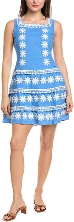 Sail to Sable Sail To Sable Square Neck Tiered Linen-Blend Mini Dress