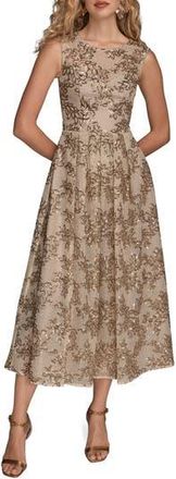DKNY Floral Sequin Sleeveless Gown in Sand at Nordstrom Rack, Size 10
