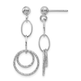 Diamond2Deal 10K White Gold Drop Dangle Earrings