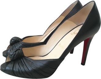 Christian Louboutin Black Knotted Open Toe Pumps Size 38.5