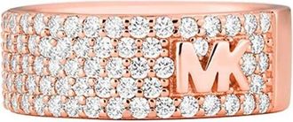 Michael Kors Mott Pav&eacute; Logo Ring - Dames - Ringen - Roze - 44 MM - Accessoires