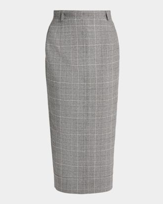 Thom Browne Windowpane Wool Tailored Midi Skirt