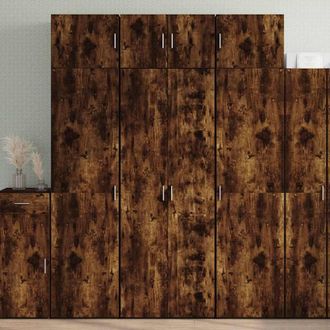 Berkfield Home Highboard Smoked Oak 70x42.5x185 cm Engineered Wood in Brown