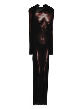 Jean Paul Gaultier body-print long dress - women - Polyamide/Polyamide - M - Black