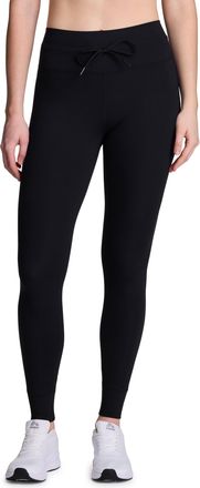 Avalanche Womens Legging with Drawstring Waistband, Ultra Soft Squat Proof Leggings Fitted Jogger, Jet Black, S