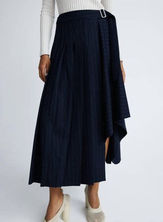 Anna Quan Virginia Midi Skirt In Chalkstripe