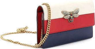 Gucci Borsa a tracolla Queen Margaret mini in pelle con catena - Blu