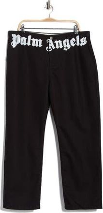 Palm Angels Logo Cotton Pants in Black/white at Nordstrom Rack, Size 36 Us/ 52 Eu