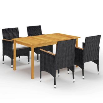 Berkfield Home 5 Piece Garden Dining Set with Cushions Black