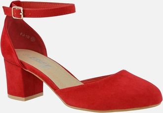 XY London Womens XY London Womens/Ladies Billie-May Chunky Strappy Mid Block Heel Court Shoes - Red - Size: 6