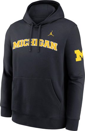 Nike Jordan Michigan Sideline Club Nike Mens Jordan Brand Pullover Hoodie in Blue | MJDK4FAMWN-TVV