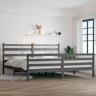 Berkfield Home Bed Frame Solid Wood Pine 200x200 cm Grey