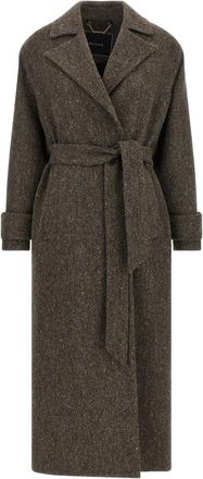 Kiton Trenchcoats - Dames - Jas met riem - Bruin - M - Wol - Jassen
