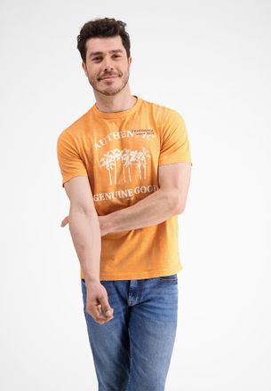 Lerros T-Shirt LERROS T-Shirt mit Frontprint, Herren, Gr. S, orange (shell corral), 100% Baumwolle, Shirts T-Shirt