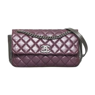 Chanel Pre-owned Glazed Matelasse Portobello Flap Bag - Dames - Pre-owned - Paars - Maat: ONE Size Leer