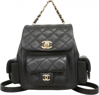 Chanel Black Grained Calfskin Backpack (Pre-Owned)