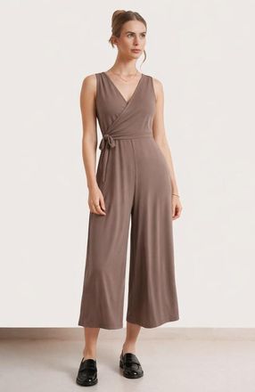 Nom Maternity Francesca Maternity & Nursing Cropped Jumpsuit in Mushroom at Nordstrom, Size X-Large